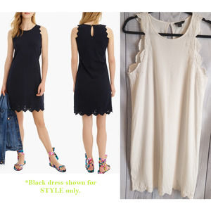 J. Crew | White Eyelet Scallop Trim Sleeveless Shift Dress